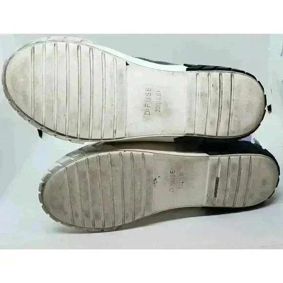 Black Leather Hi Top Sneakers Iridescent Eyelet & Heel D:fuse Scandinavia RARE - Picture 16 of 16